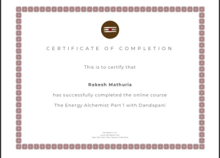 Rakesh Mathuria Energy Alchemist Certificate